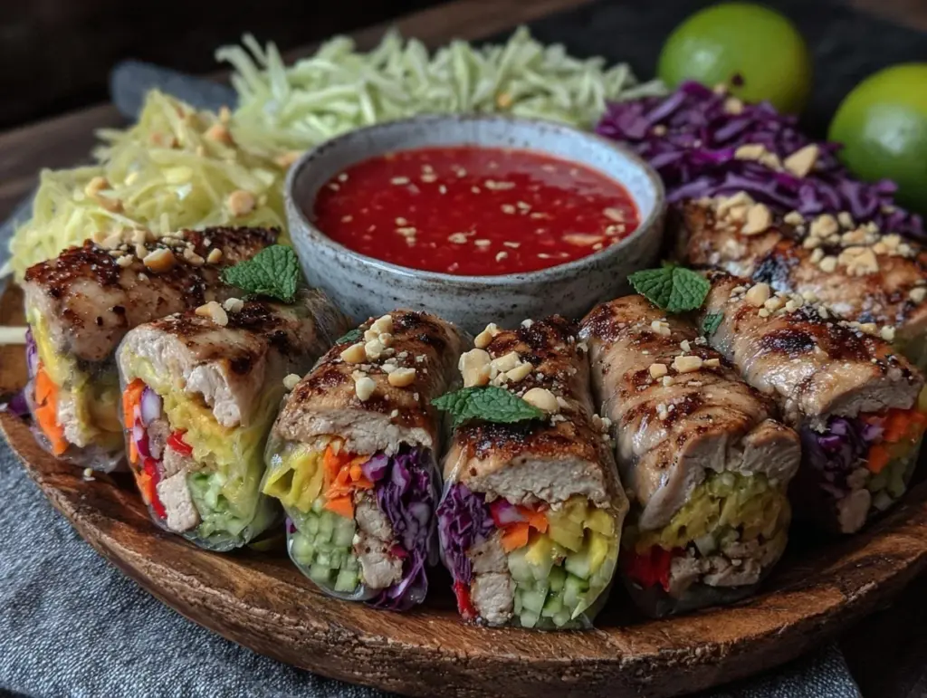 Asian Grilled Chicken Spring Rolls - featured image