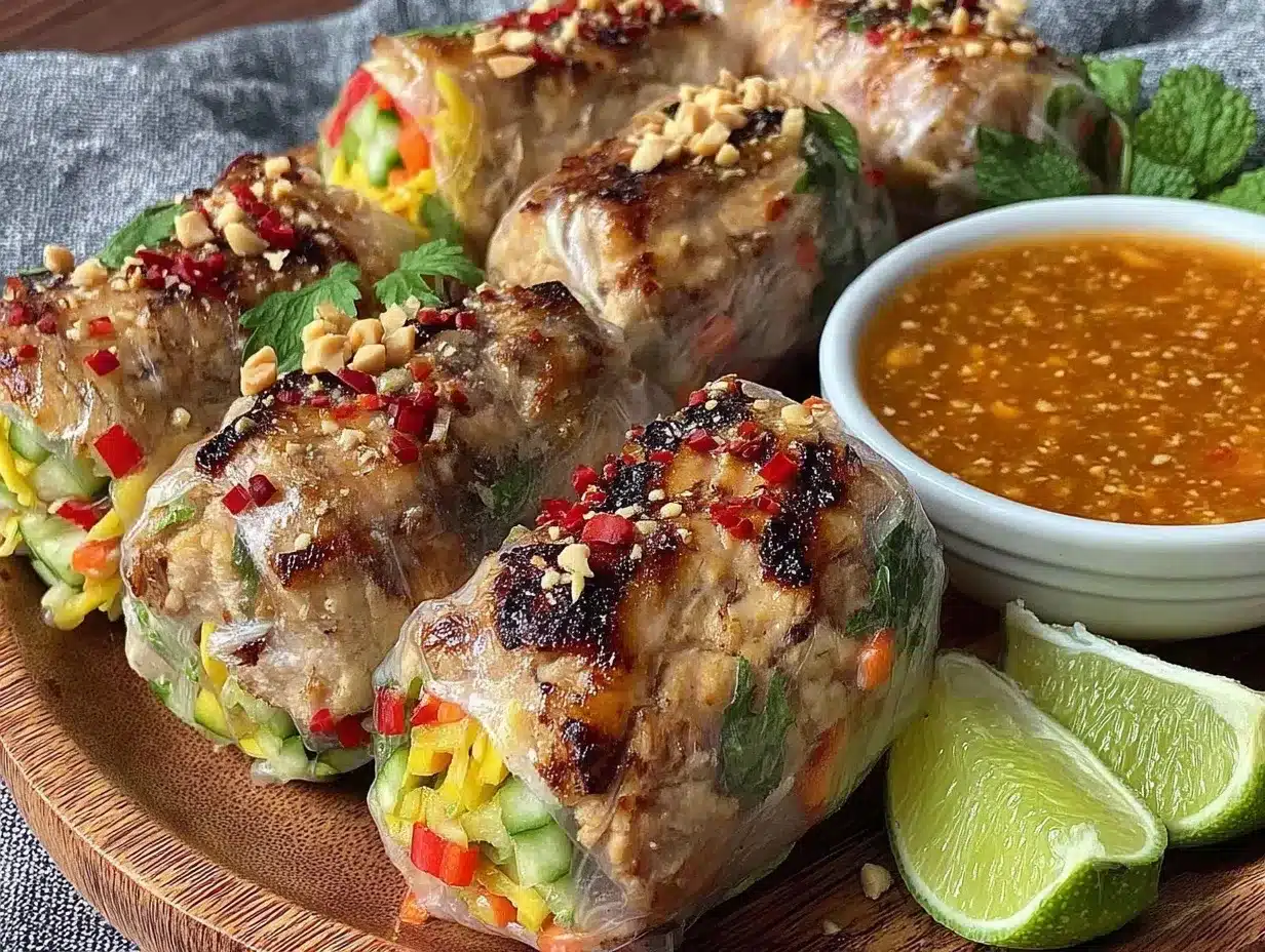 Asian Grilled Chicken Spring Rolls preparation steps