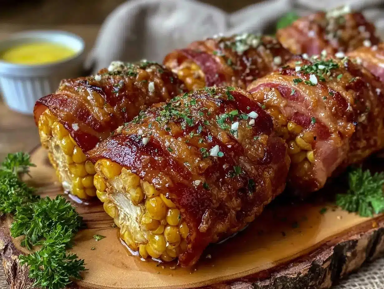 bacon wrapped corn on the cob preparation steps