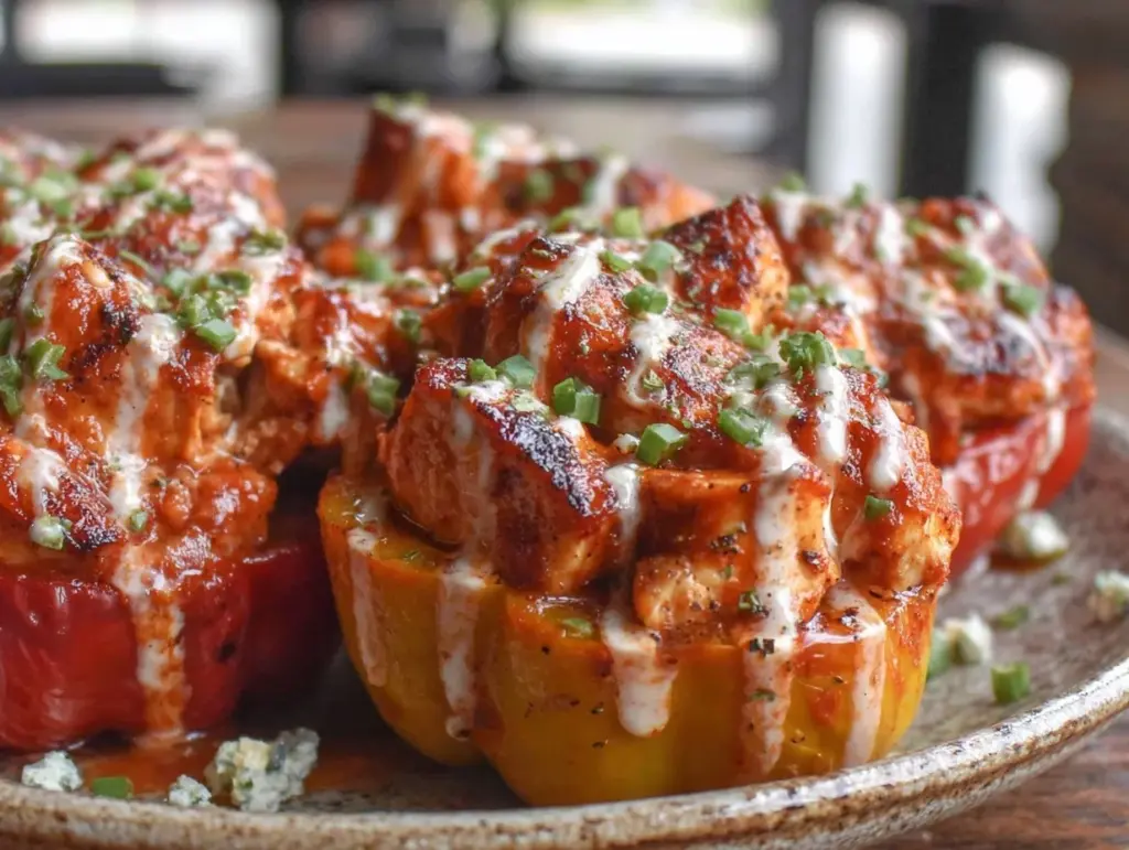 buffalo chicken stuffed peppers - featured image