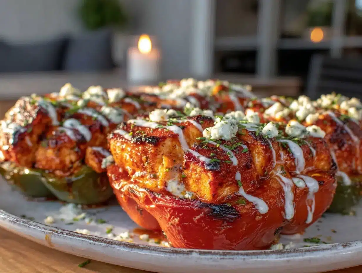 buffalo chicken stuffed peppers preparation steps