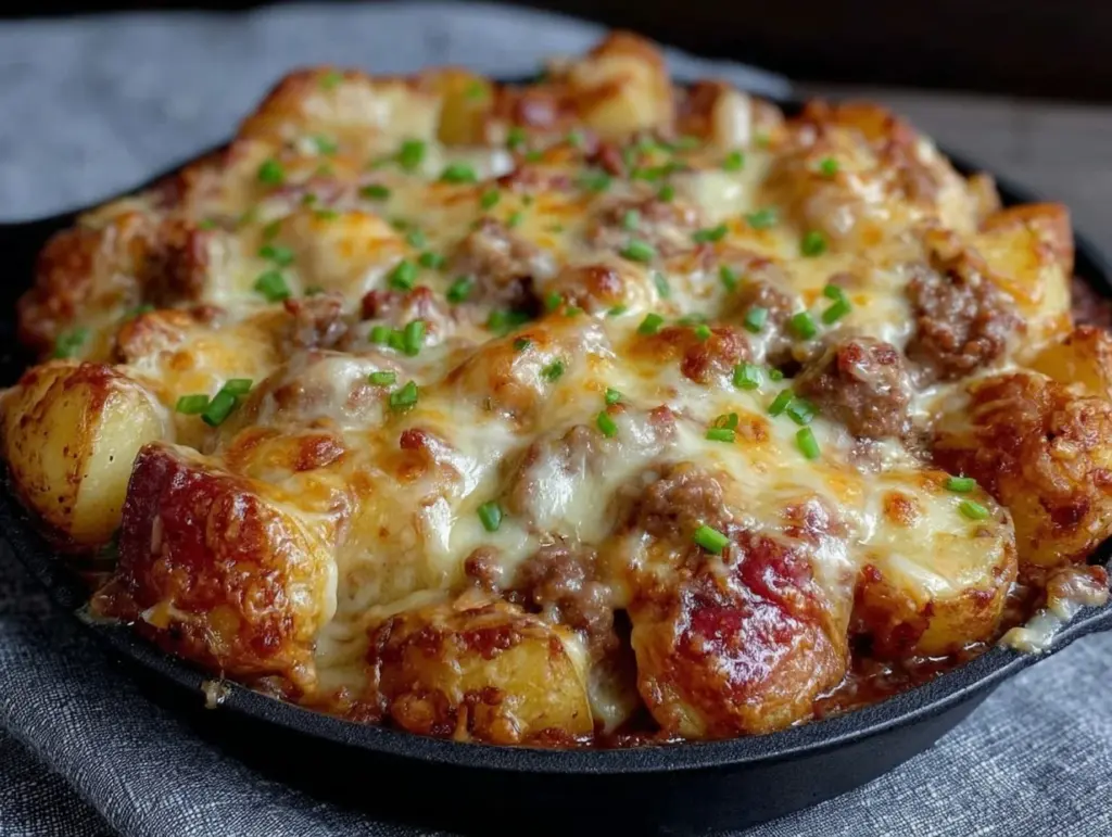 cheesy meat and potato skillet - featured image