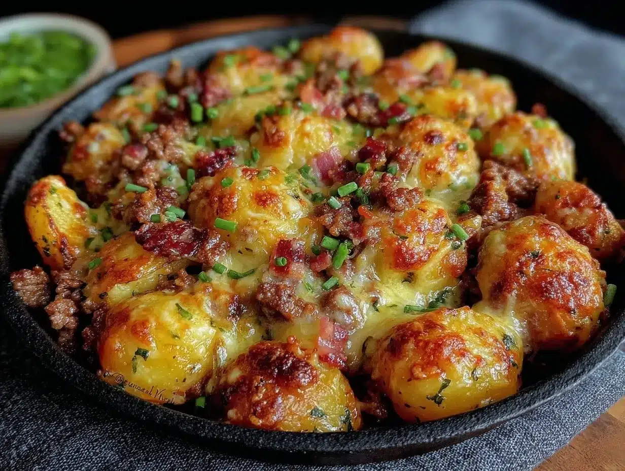 cheesy meat and potato skillet preparation steps