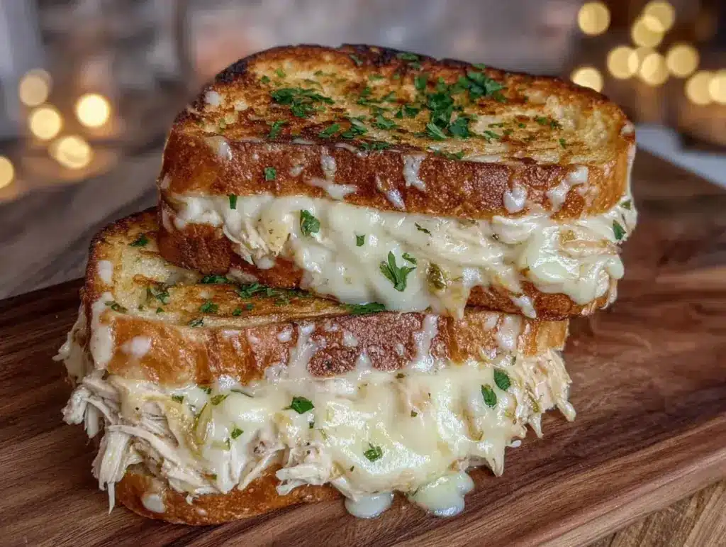chicken garlic bread sandwich - featured image