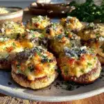 creamy crab stuffed mushrooms - featured image