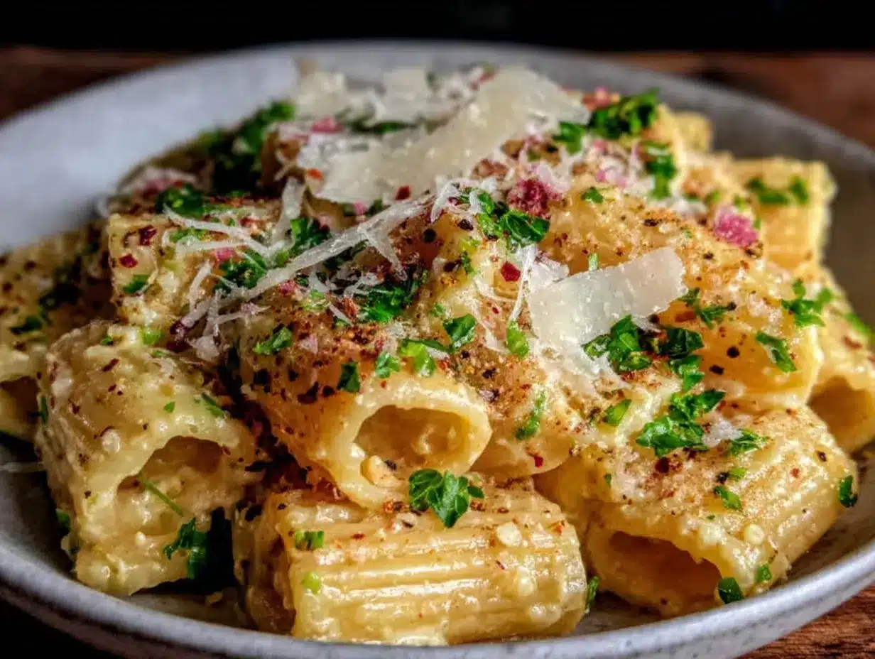 creamy garlic pasta preparation steps