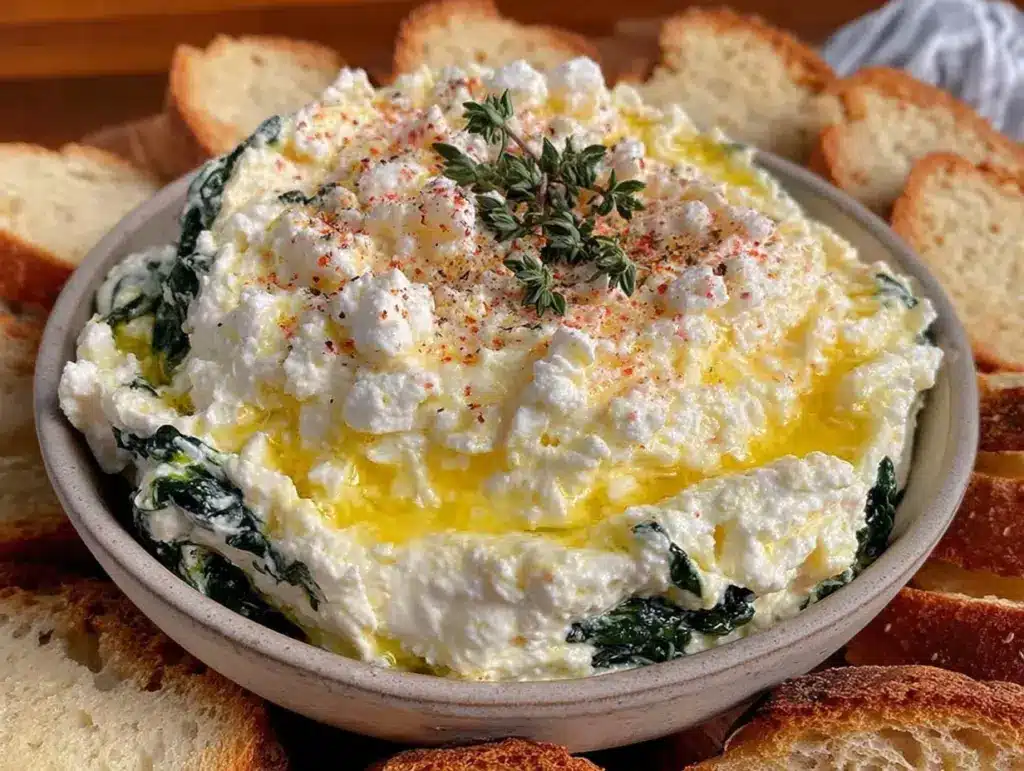 creamy spinach and feta dip - featured image