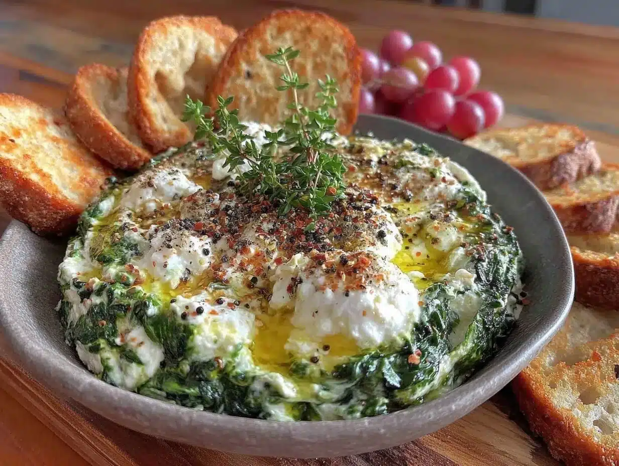creamy spinach and feta dip preparation steps