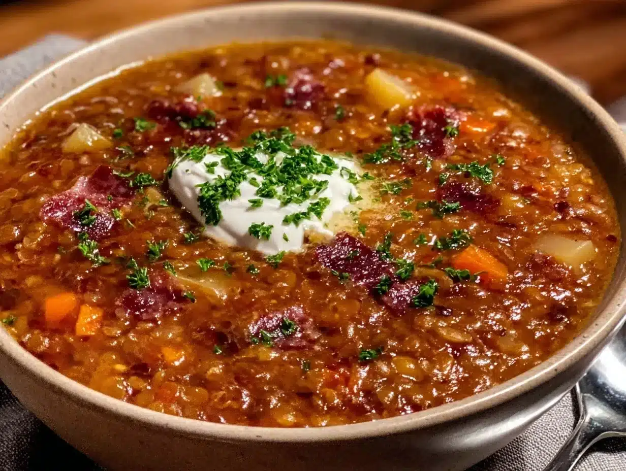 German lentil soup preparation steps