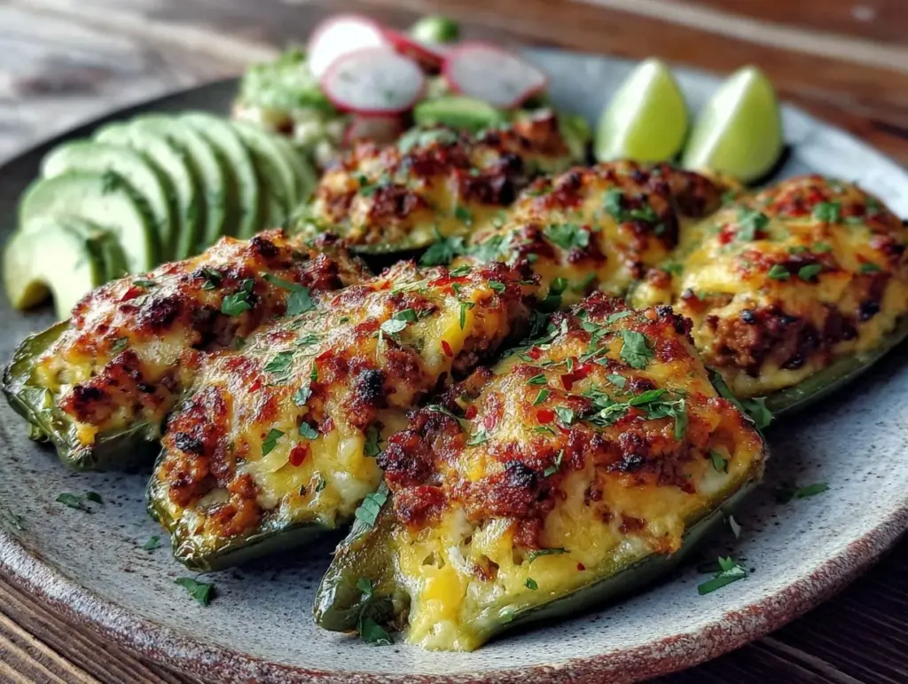 ground beef stuffed poblano peppers - featured image