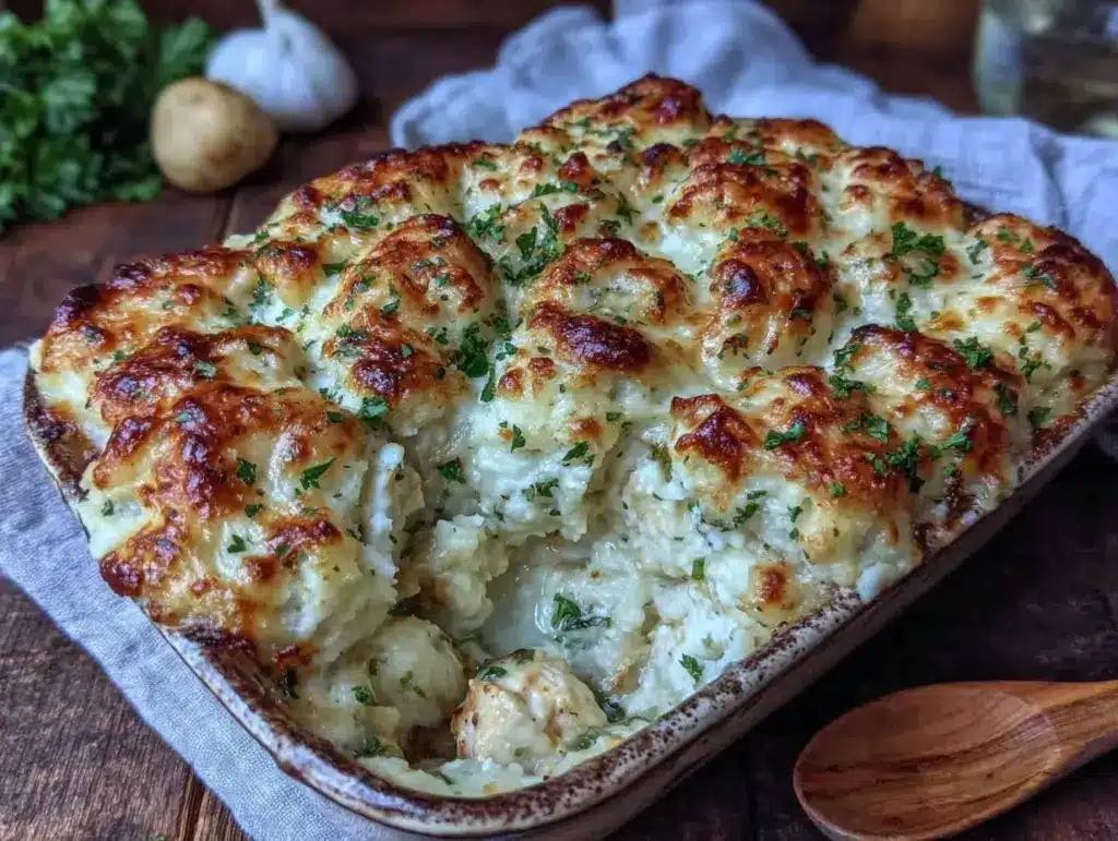 mashed potato chicken casserole - featured image