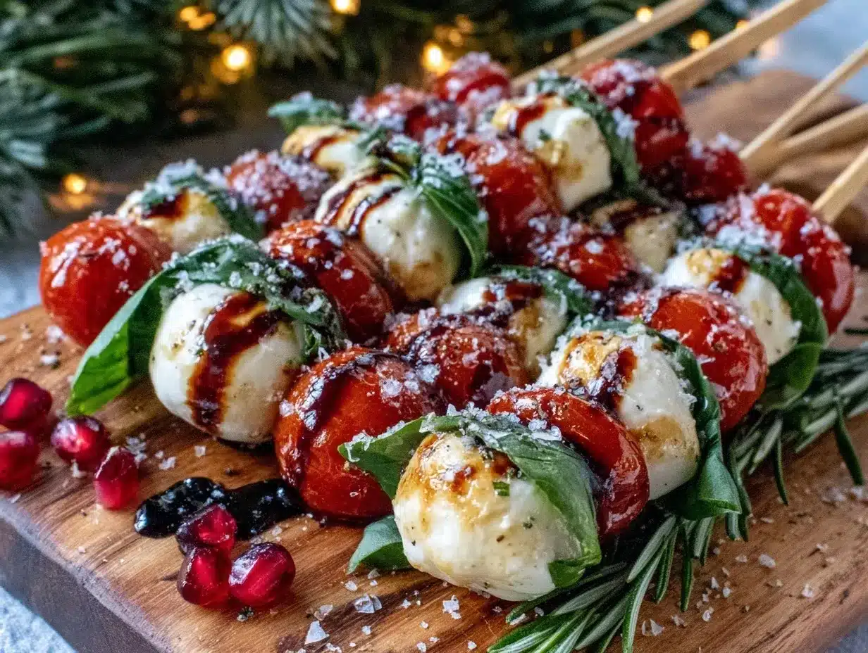 Christmas Caprese Skewers preparation steps