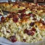 creamy chicken alfredo rice casserole - featured image
