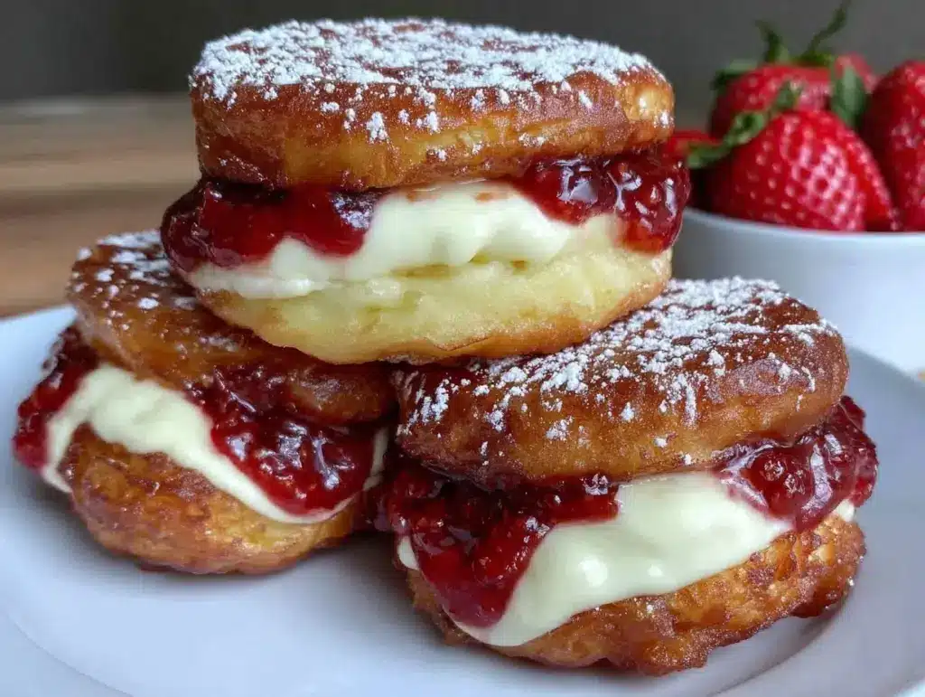 fried strawberry cheesecake sandwiches - featured image